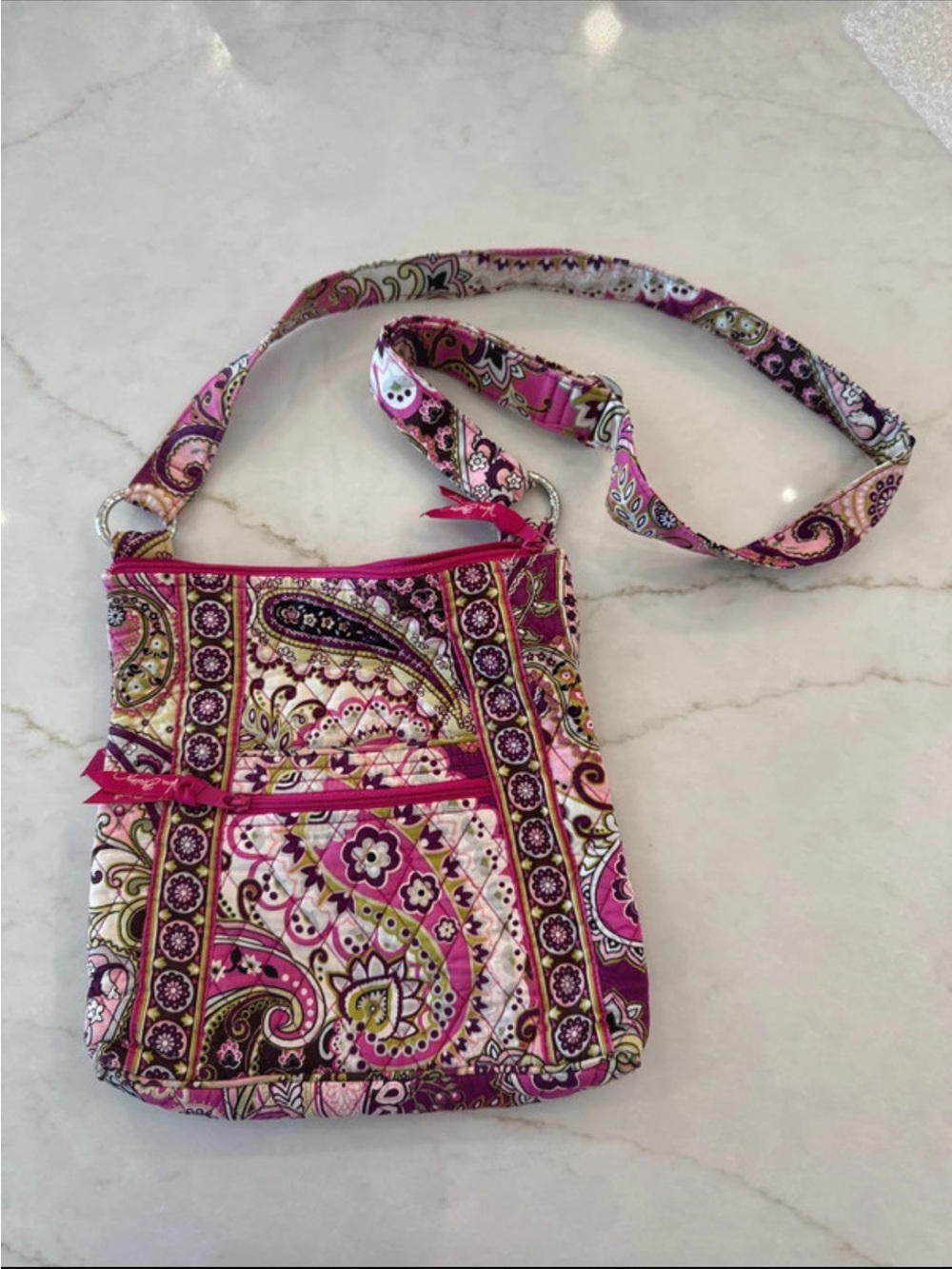 Vera Bradley Quilted Paisley Crossbody Bag in Very Berry Print